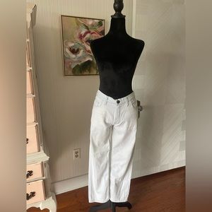 Current/Elliott cropped lightweight striped wide leg jeans size 28